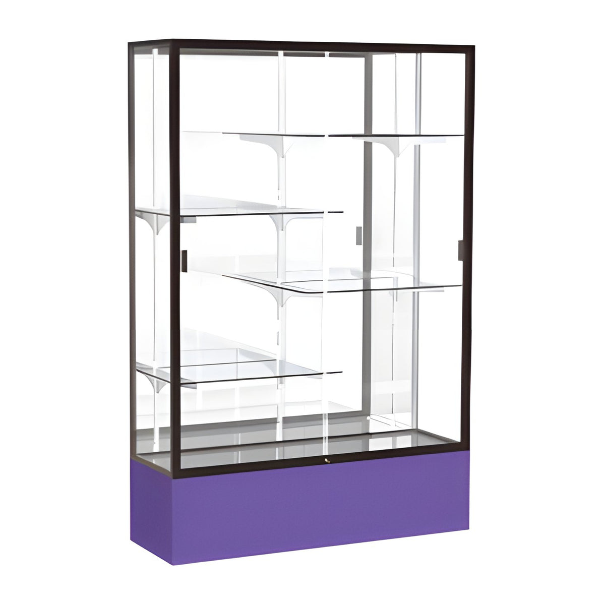 Spirit Purple Display Case (Unighted), Mirror Back w/ Dark Bronze aluminum frame finish, 72"H x 48"W x 16"D