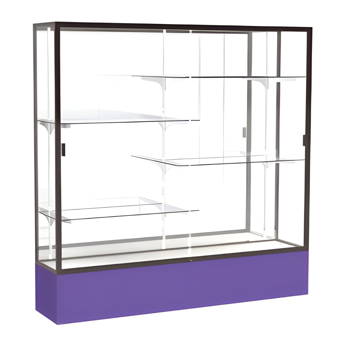 Spirit Purple Display Case (Unighted), Mirror Back w/ Dark Bronze aluminum frame finish, 72"H x 72"W x 16"D