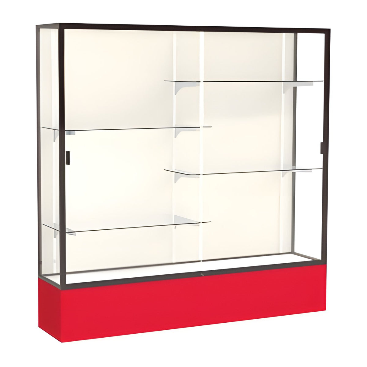 Spirit Red Display Case (Unighted), Plaque Fabric Back w/ Dark Bronze aluminum frame finish, 72"H x 72"W x 16"D
