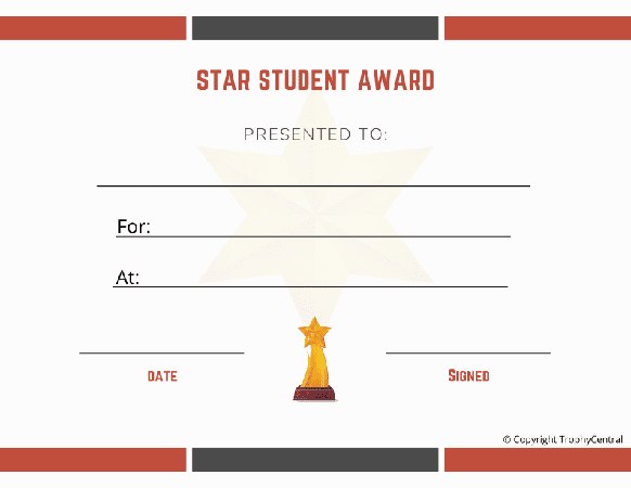 Star Student Award Certificate - Free Template