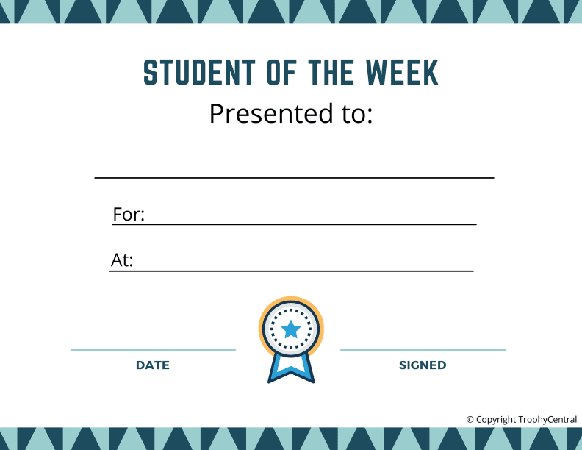 Student of the Week Award Certificate - Free Template