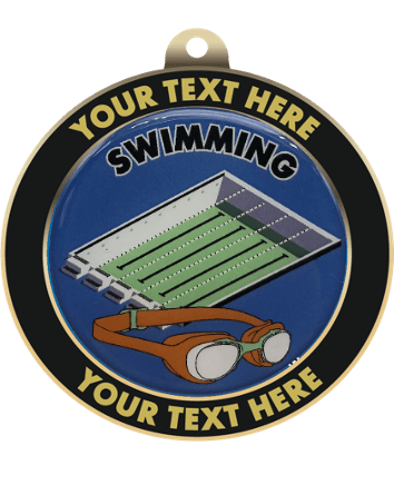 Swimming Insert Medal with Personalized Rim