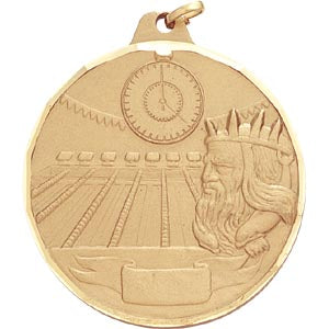 2" Diamond Cut Edge Swim Medal with Ribbon