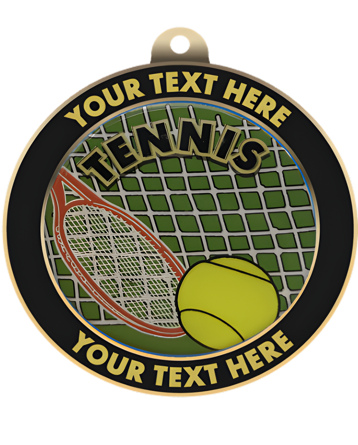 Tennis Insert Medal with Personalized Rim