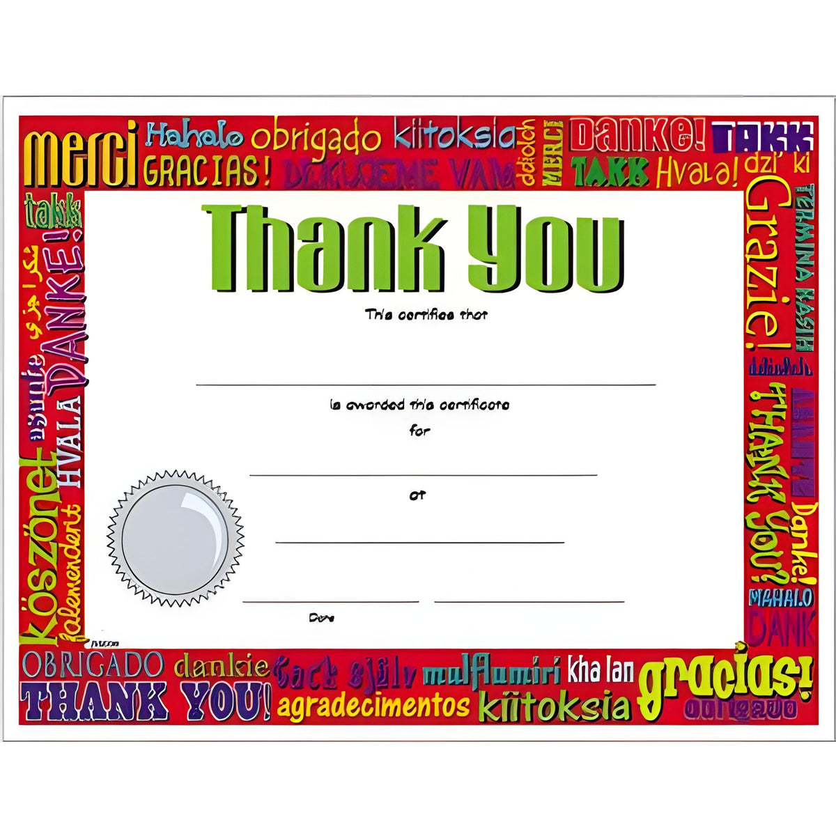 Thank You Certificate