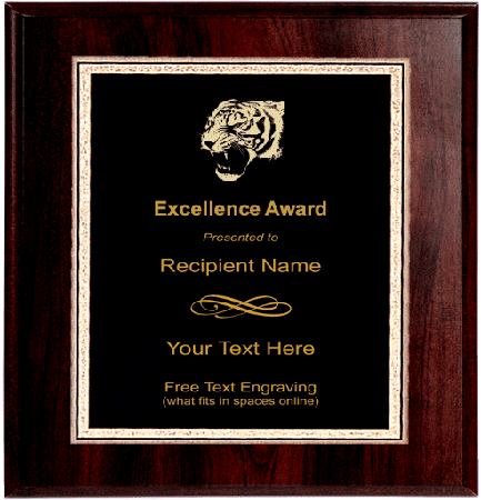 Tiger Mascot Plaque