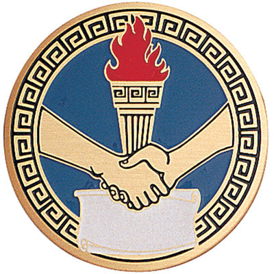 Torch Hand Scroll Medal Insert (Etched)