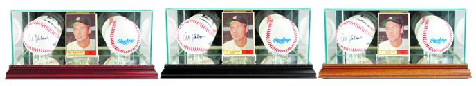 Two Baseball & Card Glass Display Case