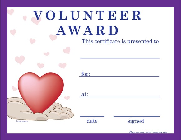 Volunteer Award Certificate - Free Template