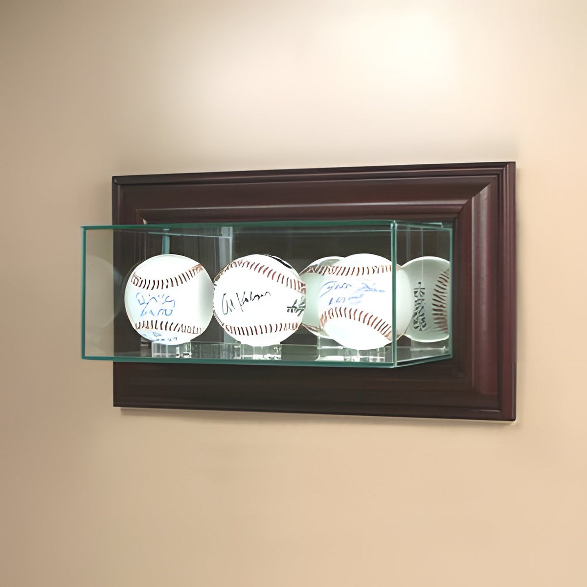Wall Mounted Triple Baseball Glass Display Case