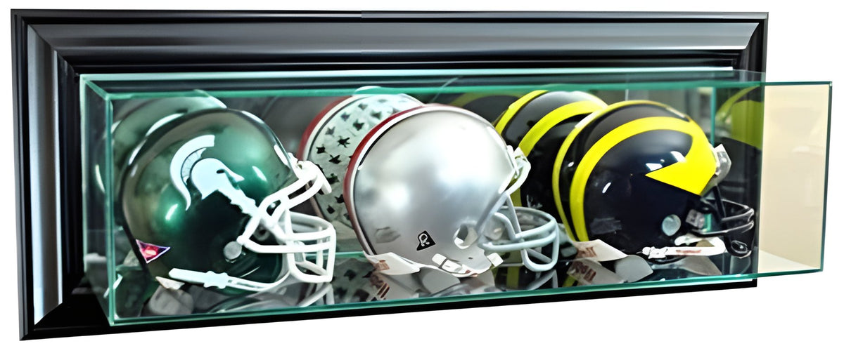 Wall Mounted Triple Mini Helmet Glass Display Case