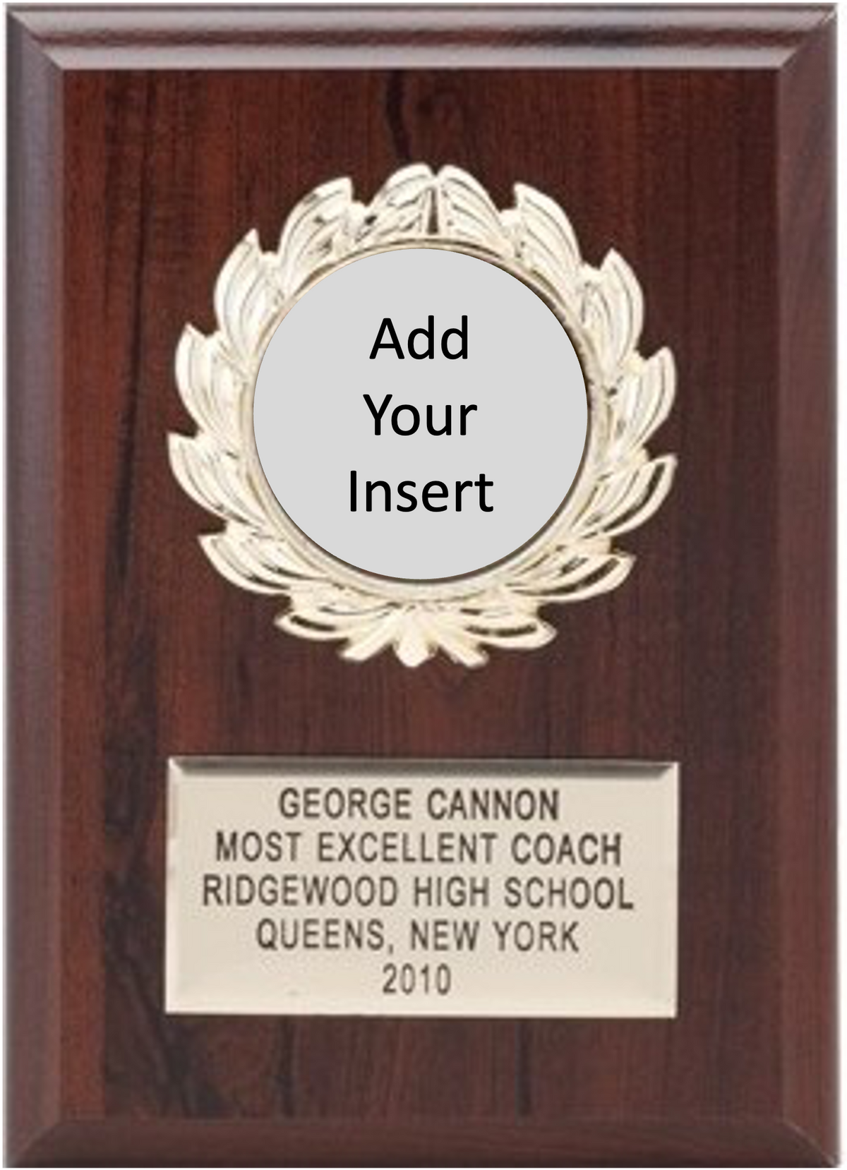 5x7 Walnut Finish Insert Plaque