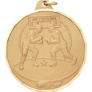 Male Wrestlers - 2 Inch Diamond Cut Edge Medal with Ribbon