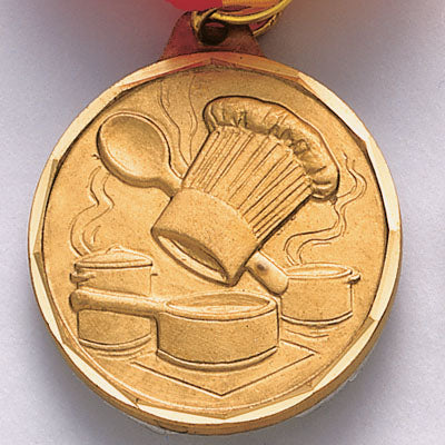 2" Diamond Cut Edge Medal with Ribbon - Culinary Arts / Cooking