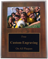 9" x 12" Engraved Photograph Plaque with Cherry Wood Finish