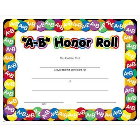 A-B Honor Roll Award Certificate