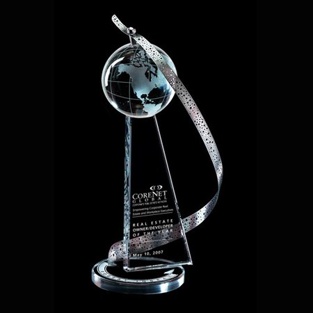 Above & Beyond Crystal Globe Award with Stainless Appointments