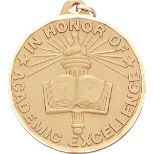 Academic Excellence (Book & Torch) - 2 Inch Diamond Cut Edge Medal with Ribbon