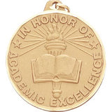 Academic Excellence (Book & Torch) - 2 Inch Diamond Cut Edge Medal with Ribbon