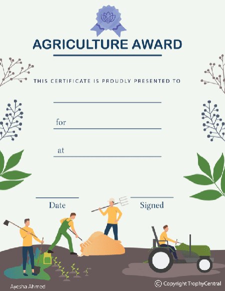 Agriculture Award Certificate - Free Template