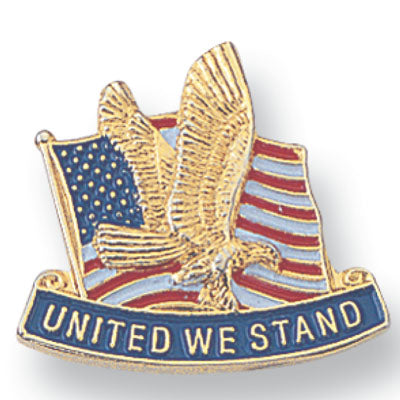 United We Stand American Flag & Eagle Pin