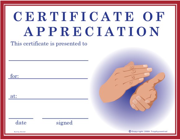 Appreciation Award Certificate - Free Template