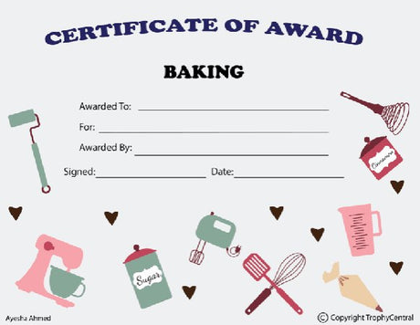 Baking Award Certificate - Style 2 - Free Template