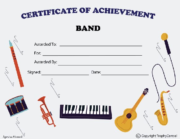 Band Achievement Award Certificate - Free Template