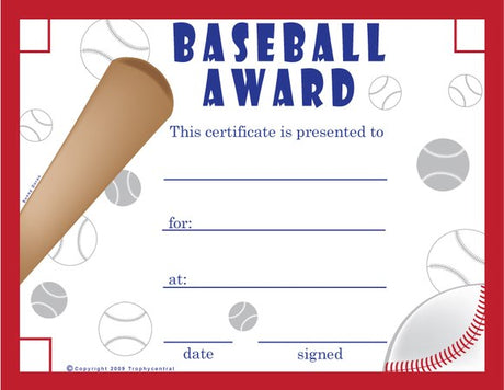Baseball Award Certificate - Free Template