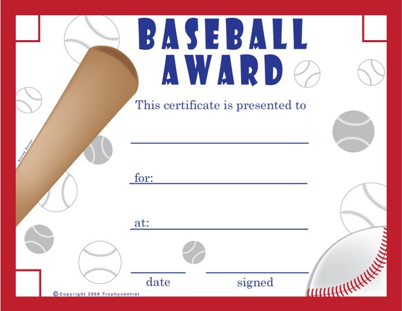 Baseball Award Certificate - Free Template