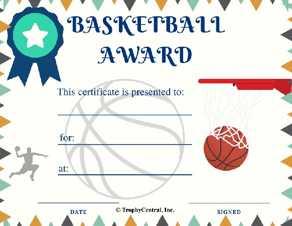 Basketball Award Certificate - Free Template