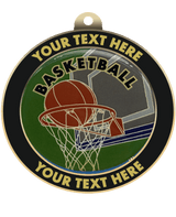 Basketball Insert Medal with Personalized Rim