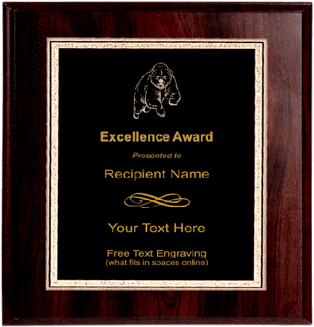 Bear Mascot Plaque