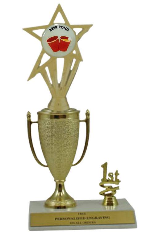 Beer Pong 1st, 2nd and 3rd Place Award Cup Trophy with Insert