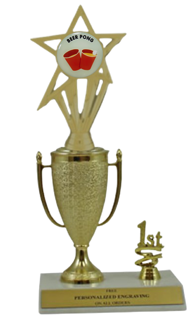 Beer Pong 1st, 2nd and 3rd Place Award Cup Trophy with Insert