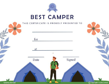 Best Camper Award Certificate (Boy) - Free Template