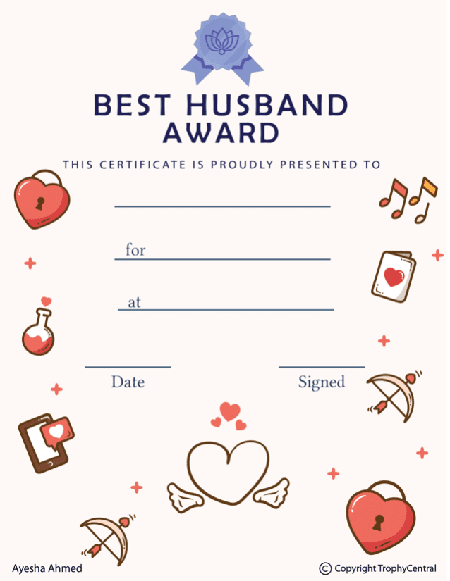 Best Husband Award Certificate - Free Template