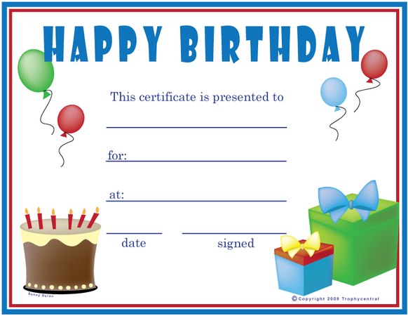 Birthday Award Certificate (Boy) - Free Template