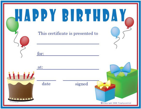 Birthday Award Certificate (Boy) - Free Template