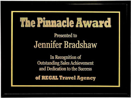 12" x 9" Black Award Plaque