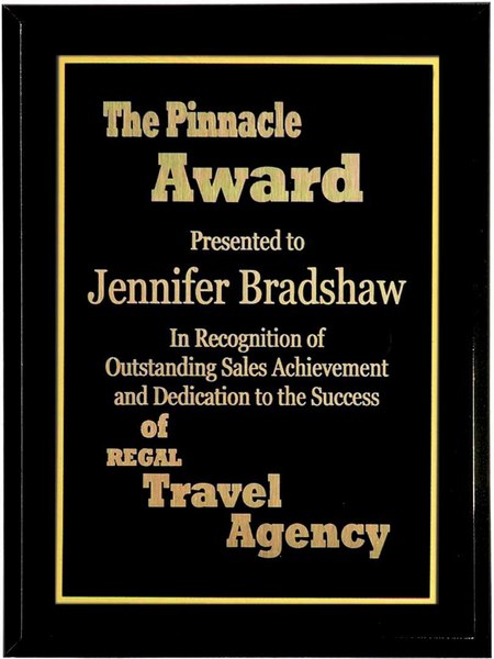 9" x 12" Black Award Plaque