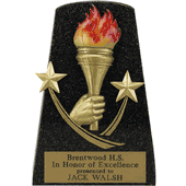 Black Stone Resin Star & Torch Trophy