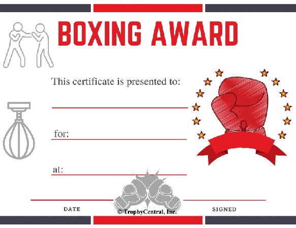Boxing Award Certificate - Free Template