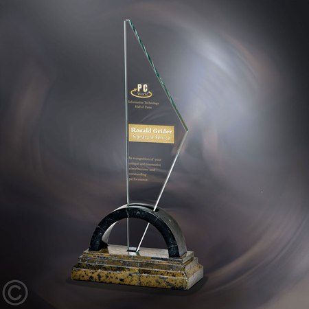 Caelum Jade Glass Corporate Award on Marble