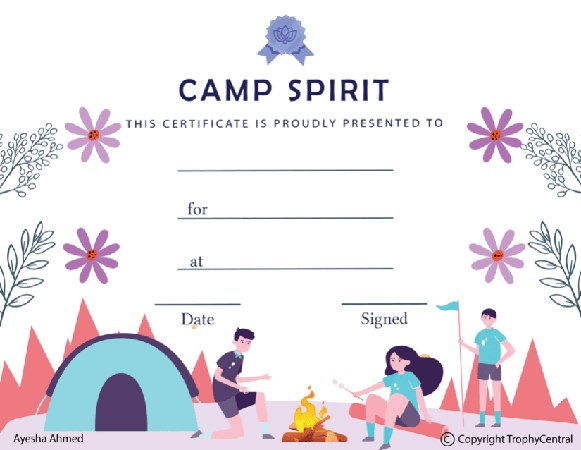 Camp Spirit Award Certificate - Free Template
