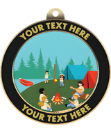 Camping Insert Medal with Personalized Rim