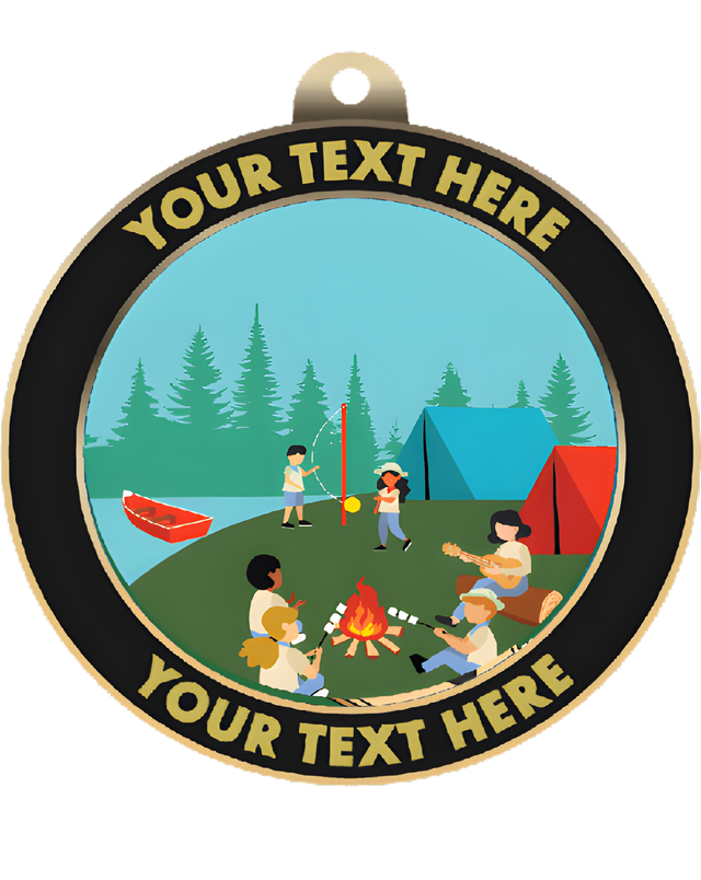 Camping Insert Medal with Personalized Rim