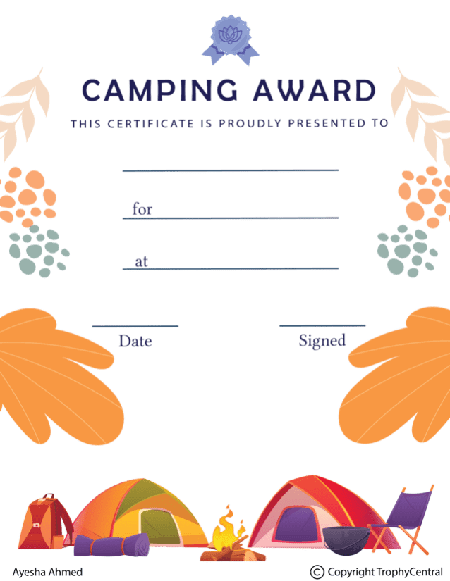 Camping Award Certificate - Free Template