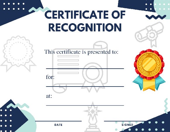 Award of Recognition Certificate - Free Template
