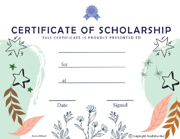 Award of Scholarship Certificate - Free Template